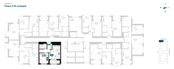 Количество комнат: 1,  48.2 кв.м.