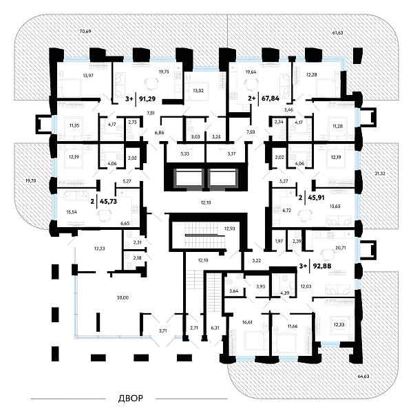 Количество комнат: 3,  92.88 кв.м.