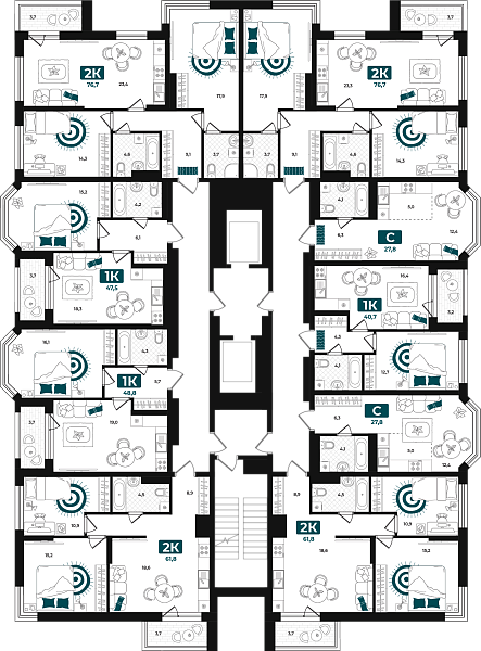 Количество комнат: 1,  47.5 кв.м.