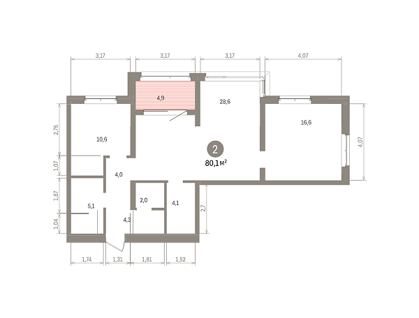 Количество комнат: 2,  80.12 кв.м.