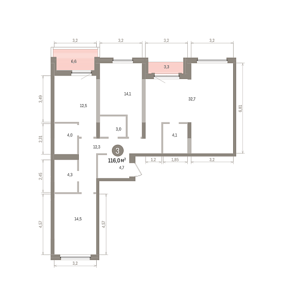 Количество комнат: 3,  116.03 кв.м.