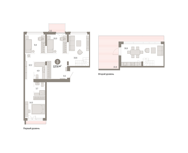 Новая 3-к квартира
 127.63 м² на 7/7 этаже в ЖК «Республики 205» в городе Тюмень 