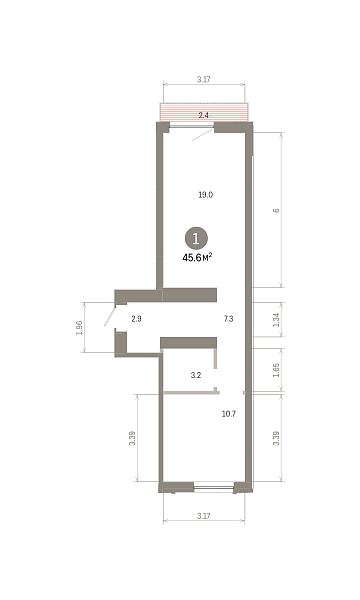 Количество комнат: 1,  45.59 кв.м.