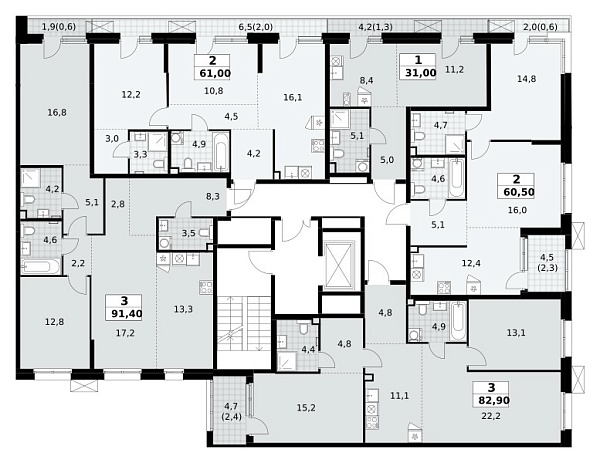 Количество комнат: 3,  91.4 кв.м.