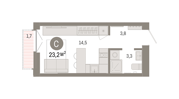 Новая квартира-студия
 23.24 м² на 6/7 этаже в ЖК «Республики 205» в городе Тюмень 