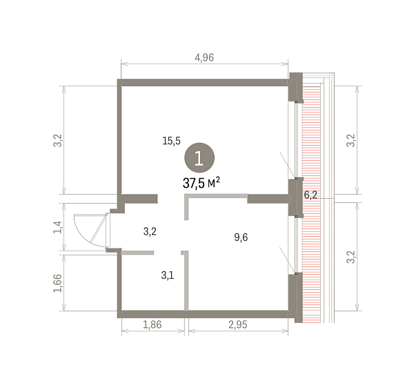 Количество комнат: 1,  37.51 кв.м.
