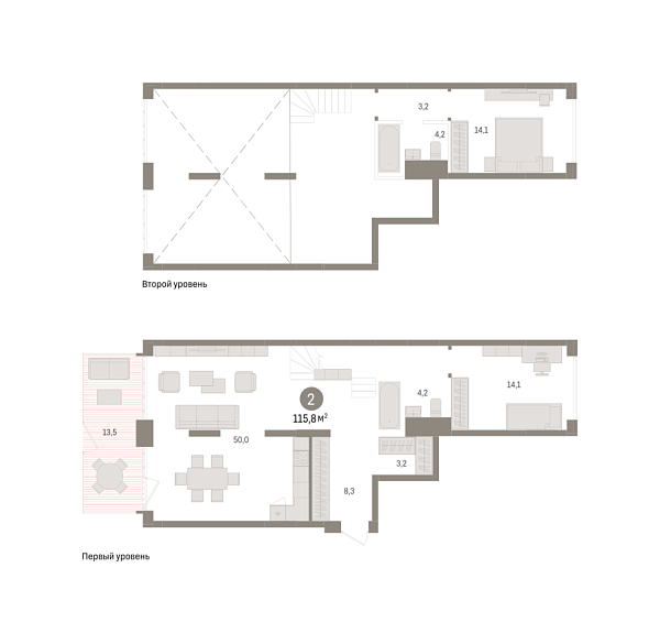 Новая 2-к квартира
 115.84 м² на 1/8 этаже в ЖК «Европейский квартал» в городе Тюмень 