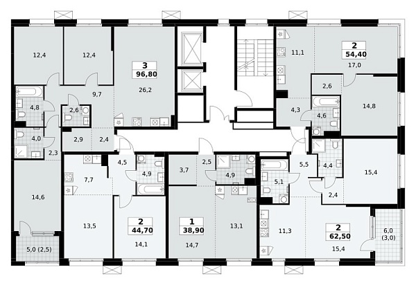 Количество комнат: 3,  96.8 кв.м.