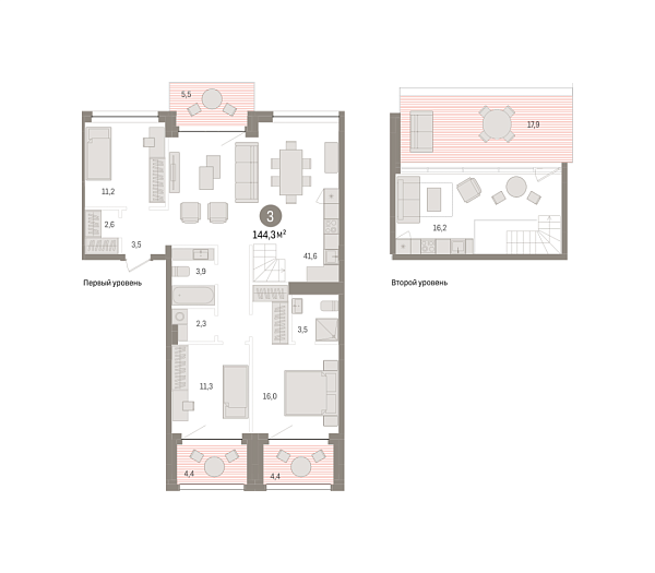 Новая 3-к квартира
 144.27 м² на 4/9 этаже в ЖК «Европейский квартал» в городе Тюмень 
