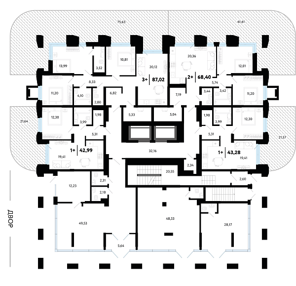Количество комнат: 3,  87.02 кв.м.