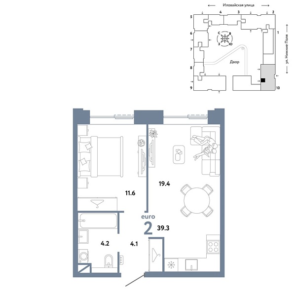 Новая 2-к квартира
 39.3 м² на 26/38 этаже в ЖК «Страна.Заречная» в городе Тюмень 