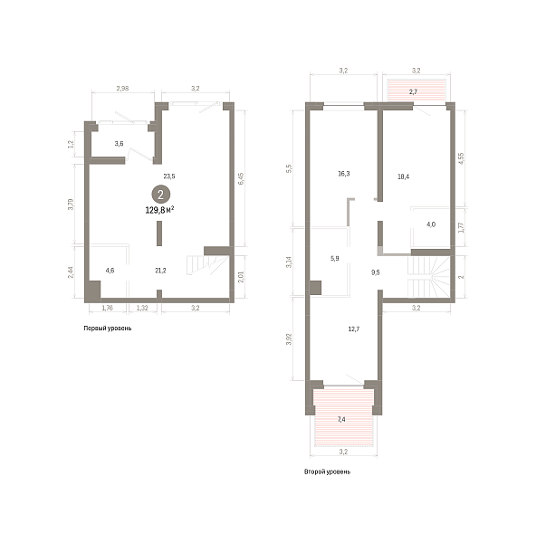 Количество комнат: 2,  129.8 кв.м.