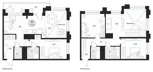 Новая 3-к квартира
 120.5 м² на 19/22 этаже в ЖК «Маэстро» в городе Тюмень 