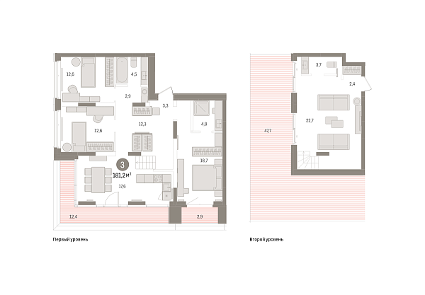 Новая 3-к квартира
 181.2 м² на 15/16 этаже в ЖК «Кварталы «На Минской»» в городе Тюмень 