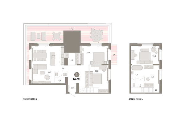 Новая 3-к квартира
 179.68 м² на 8/8 этаже в ЖК «Кварталы «На Минской»» в городе Тюмень 