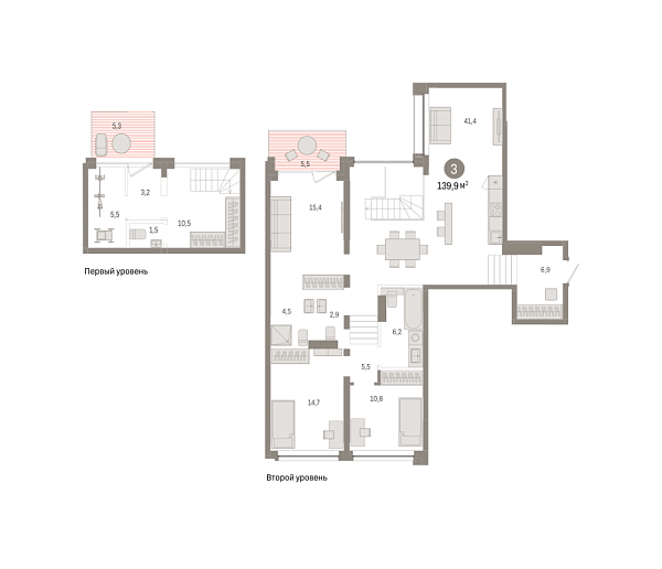 Новая 3-к квартира
 139.92 м² на 1/9 этаже в ЖК «Европейский квартал» в городе Тюмень 