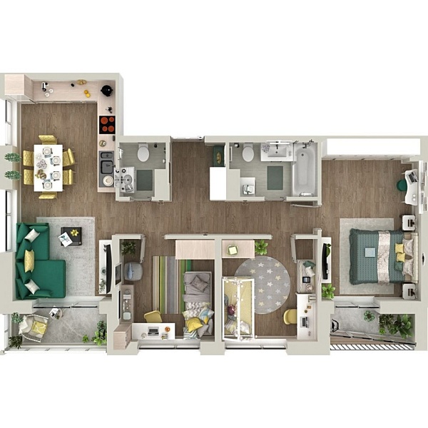 Новая 3-к квартира
 83.1 м² на 11/21 этаже в ЖК «Гранд Квартал» в городе Тюмень 