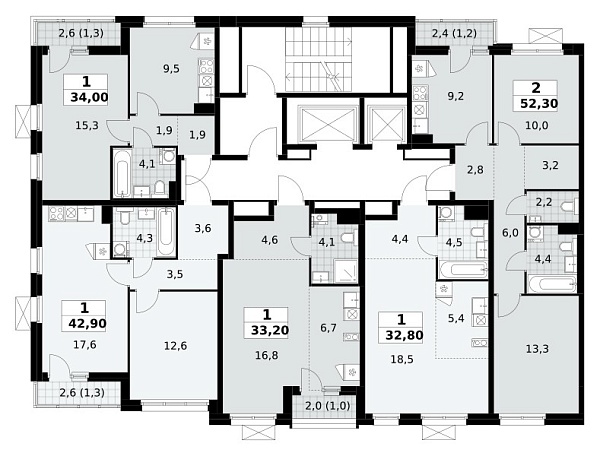 Количество комнат: 1,  34 кв.м.