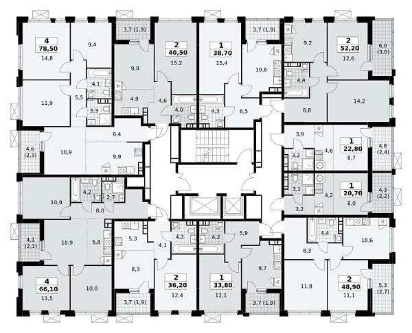 Количество комнат: 4,  66.1 кв.м.