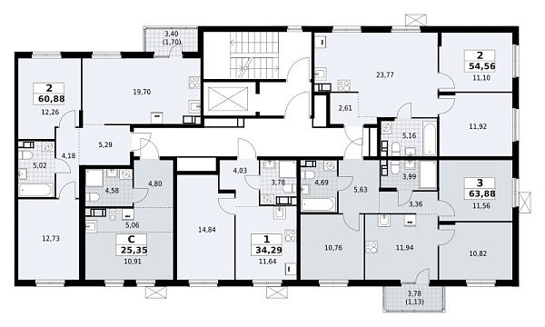 Количество комнат: 2,  54.56 кв.м.