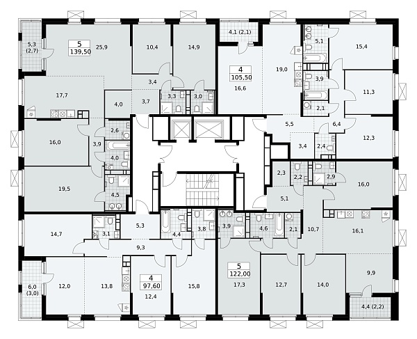 Количество комнат: 4,  97.6 кв.м.
