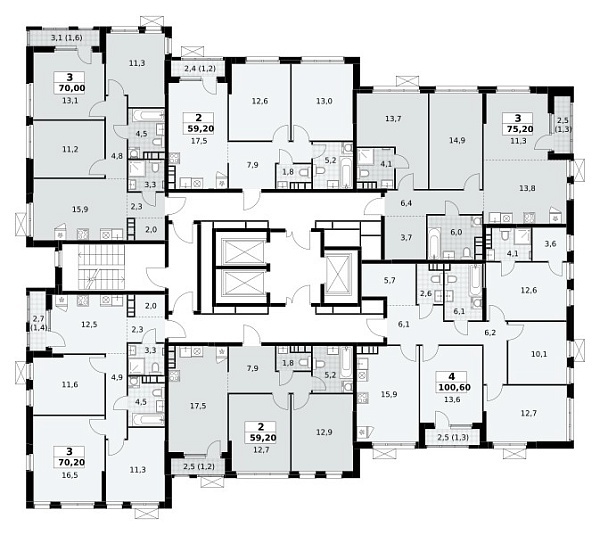 Количество комнат: 3,  75.2 кв.м.