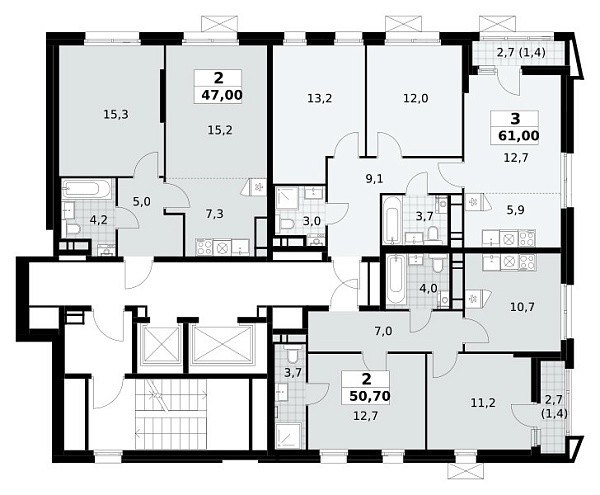 Количество комнат: 2,  47 кв.м.