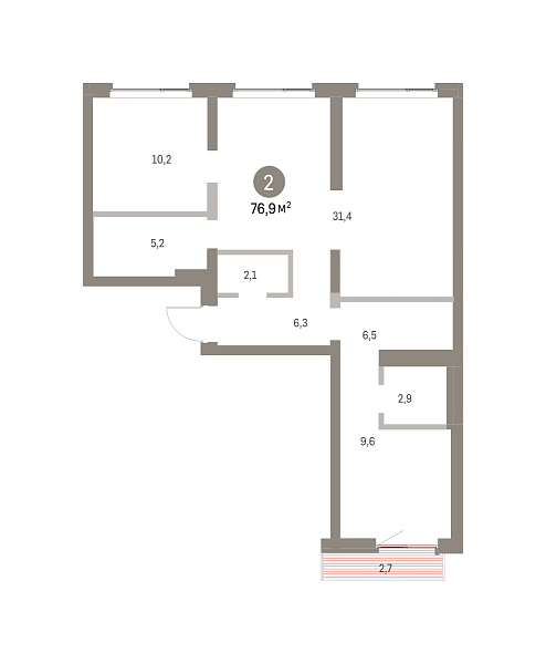 Количество комнат: 2,  78.61 кв.м.