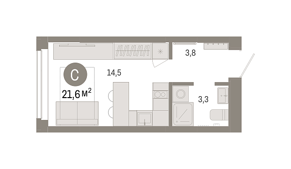 Новая квартира-студия
 21.57 м² на 3/7 этаже в ЖК «Республики 205» в городе Тюмень 