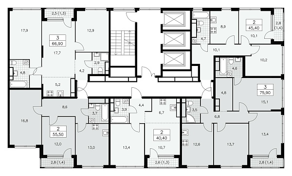 Количество комнат: 3,  75.9 кв.м.