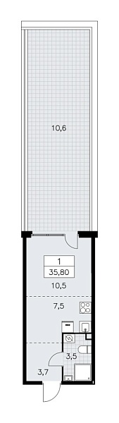 Новая 1-к квартира
 35.9 м² на 2/19 этаже в ЖК «Бунинские кварталы» в городе Тюмень 