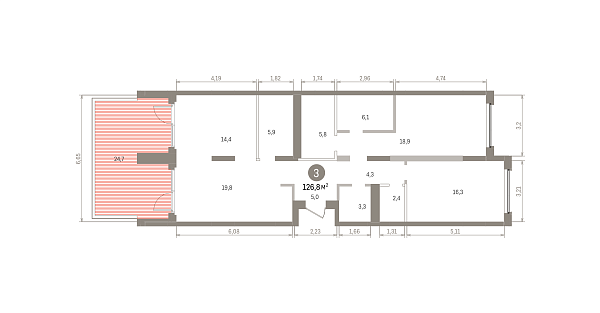 Количество комнат: 2,  126.76 кв.м.