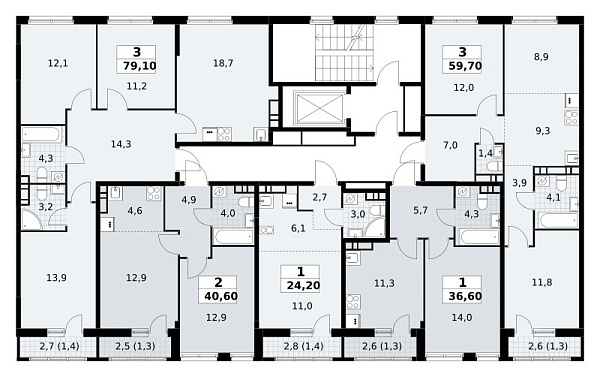 Количество комнат: 3,  59.7 кв.м.