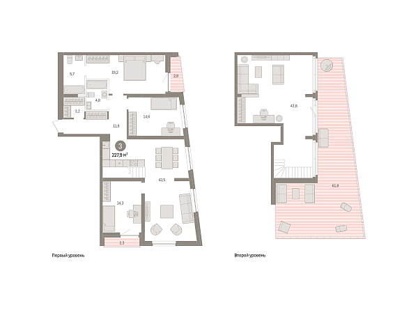 Новая 3-к квартира
 227.9 м² на 10/10 этаже в ЖК «Речной порт» в городе Тюмень 