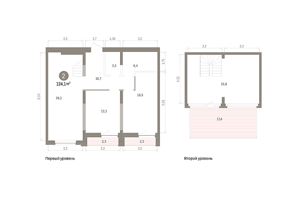 Количество комнат: 2,  124.1 кв.м.