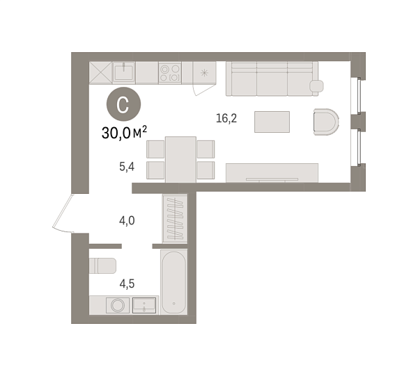 Новая квартира-студия
 30 м² на 4/8 этаже в ЖК «Зарека» в городе Тюмень 