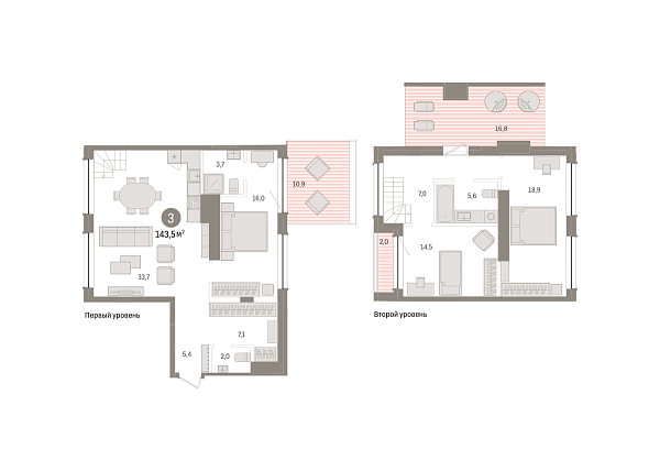 Новая 3-к квартира
 143.53 м² на 8/9 этаже в ЖК «Европейский квартал» в городе Тюмень 