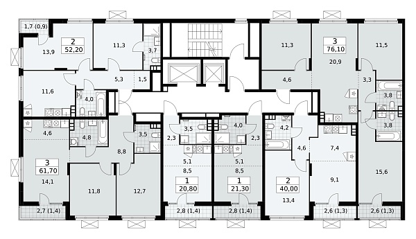 Количество комнат: 3,  61 кв.м.