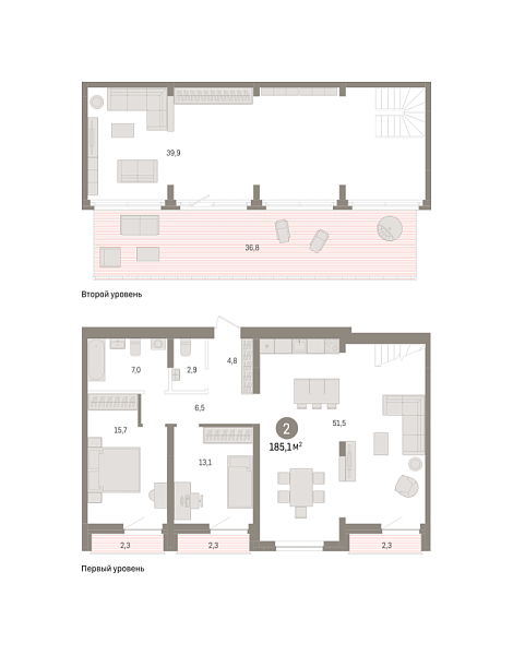 Новая 2-к квартира
 185.1 м² на 10/10 этаже в ЖК «Речной порт» в городе Тюмень 