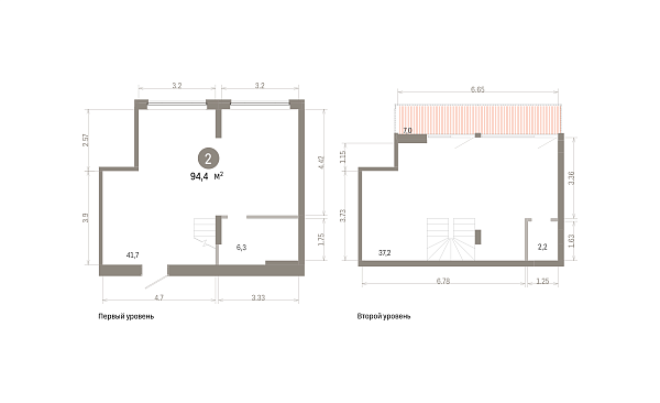 Количество комнат: 2,  94.4 кв.м.