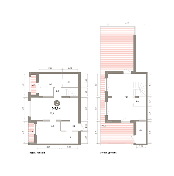 Количество комнат: 2,  148.13 кв.м.
