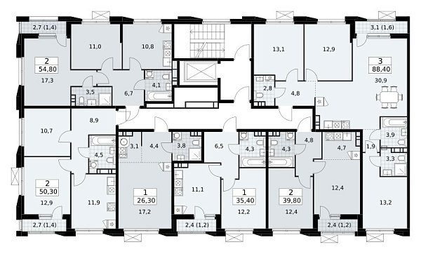 Количество комнат: 2,  50.2 кв.м.