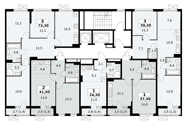 Количество комнат: 3,  73.3 кв.м.