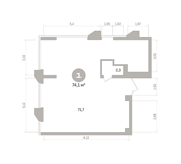 Количество комнат: 1,  74.06 кв.м.