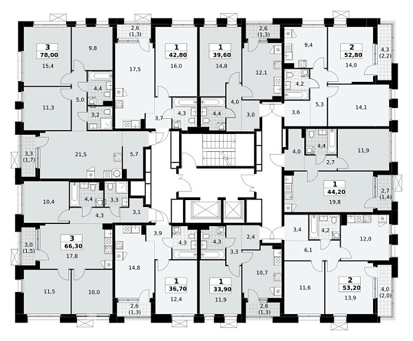 Количество комнат: 3,  78 кв.м.