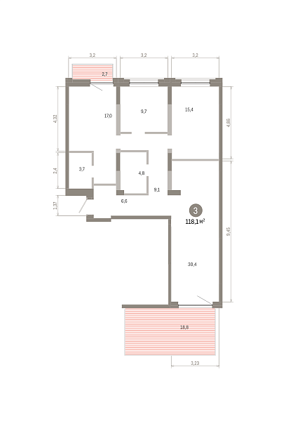 Количество комнат: 3,  118.09 кв.м.