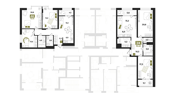 Количество комнат: 4,  93 кв.м.