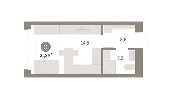 Новая квартира-студия
 21.3 м² на 2/7 этаже в ЖК «Квартал Нефть» в городе Тюмень 
