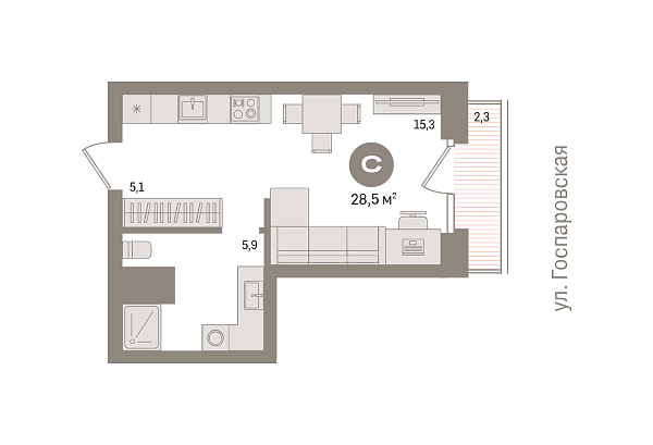 Новая квартира-студия
 28.5 м² на 4/9 этаже в ЖК «Речной порт» в городе Тюмень 