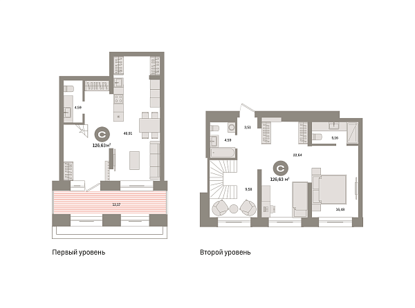Новая 3-к квартира
 126.63 м² на 1/9 этаже в ЖК «Речной порт» в городе Тюмень 
